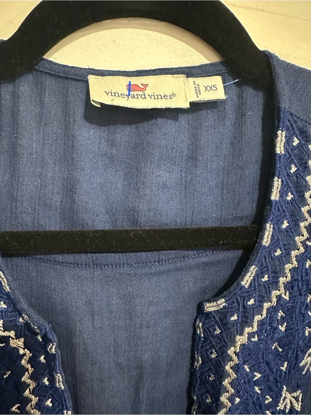 Vineyard Vines Navy Embroidered Tassel Mini Dress or Tunic fits up to Small